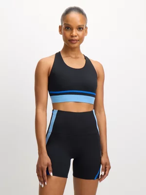 TS Womens Astra Colourblock Black/Cobalt Sports Bra