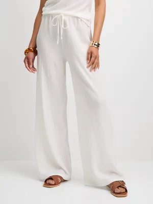 Jet Women's White Knit Wide Leg Pants
