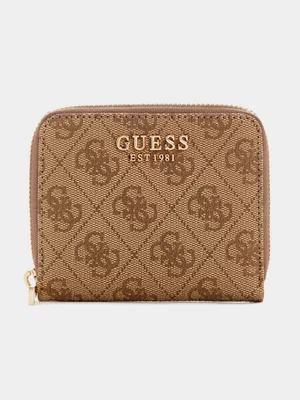 Women's Guess Beige Laurel Ii Sling Small Zip Around Bag