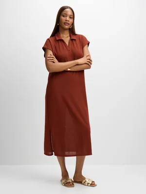 Exact Women's Brown Collar T-Shirt Dress 