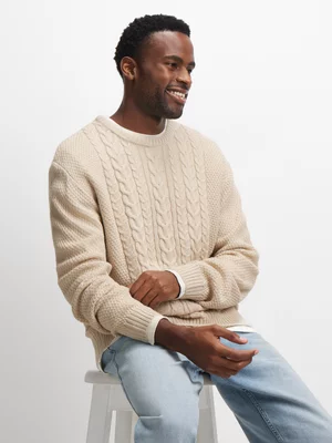 Exact Men's Natural Cable Knit Jersey 