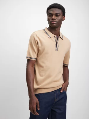 Jet Men's Tan Knit Golfer 