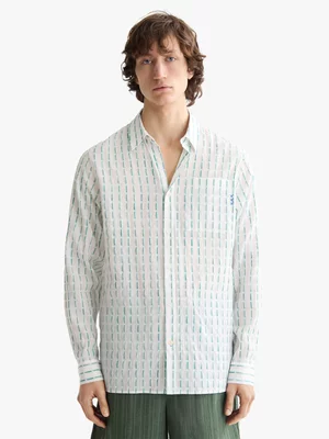 Men's Scotch&Soda White Striped Cotton-Voile Shirt