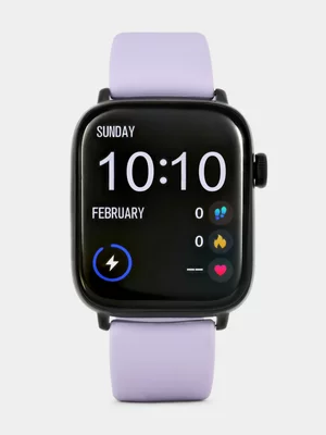 Tempo Pulse 7.0 Black Plated Square Lilac Silicone Smart Watch 
