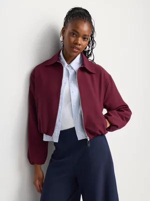 Bubble Hem Suiting Bomber