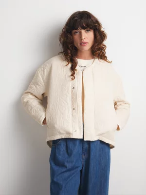 Women's Canvas Quilted Collarless Jacket