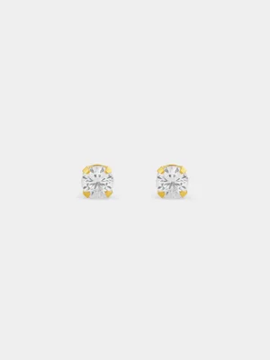 Studex Sensitive Gold Plated Stainless Steel Cubic Zirconia Round Stud Earrings