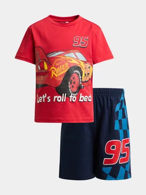 Jet Younger Boys Red & Navy Cars Short Pyjama Set