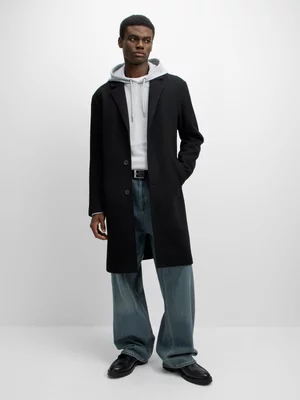 Exact Men's Black Melton Coat