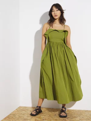 Women's Canvas Flounce Detail Babydoll Dress