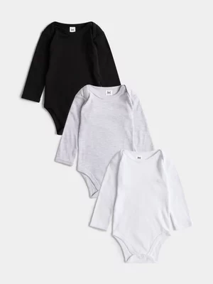 Jet Baby Boy Core 3Pk Grey Black Bodyvest