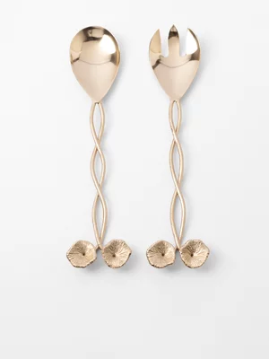 AH Bloom Salad Server Set of 2 Gold