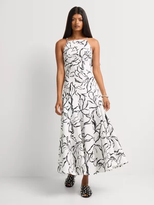 Fit & Flare Panelled Maxi Dress