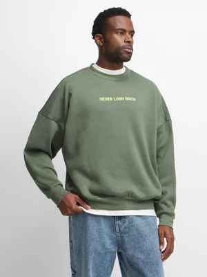 Exact Men's Green Slogan Print Sweat Top 