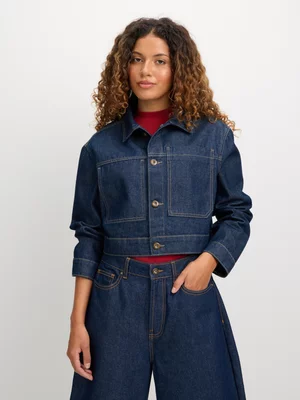 Exact Women's Raw Wash Cropped Denim Jacket