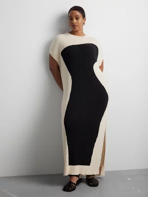 Women's Canvas Cotton Rib Knitwear Maxi Dress 