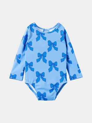 Cotton On Baby Blue Long Sleeve Keyhole Back Swimsuit