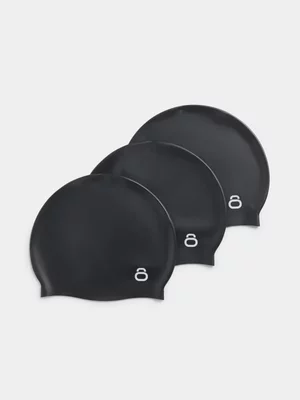 TS KB 3-Pack Silicone Black Swim Cap