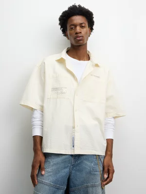 Redbat Men's Textured Two Pocket Crop Stone Shirt