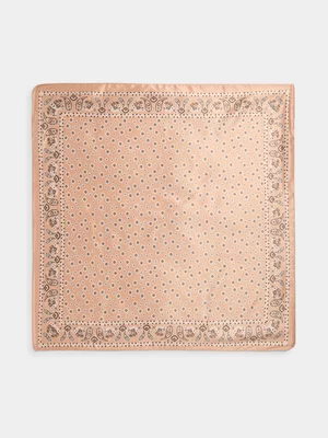 Exact Women's Tan Bandana  Print Satin Scarf
