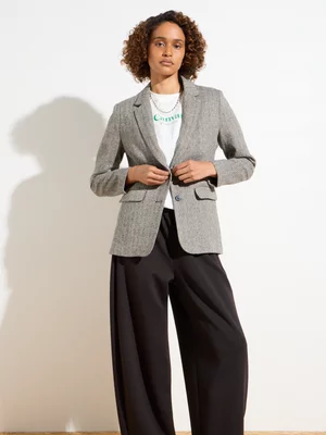 Women's Canvas Herringbone Check Blazer