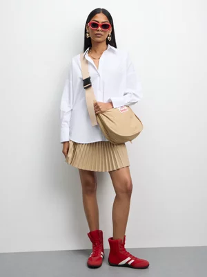 The FIX Women's White Poly Cotton Oversized Shirt