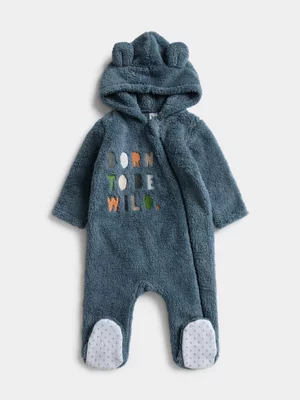 Jet Baby Boys Blue Mirage Born Wild Super Soft Fleece Sleepsuit