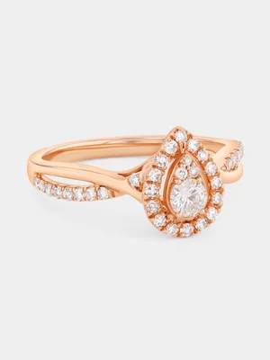 Rose Gold 0.46ct Lab Grown Diamond Pear Halo Twist Ring