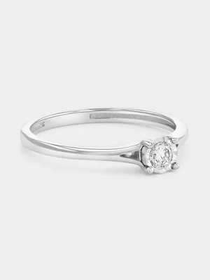 White Gold Diamond Solitaire Split-Shank Ring 