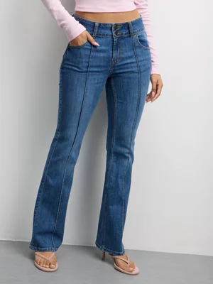 The FIX Women's Medium Wash Bootleg Jeans With Front Seam