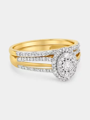 Yellow Gold 0.3ct Lab Grown Diamond Oval Halo Twinset Ring 