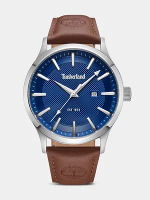 Timberland Trumbull Stainless Steel Blue Dial Brown Leather Watch 