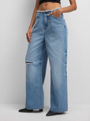 The FIX Women's Light Wash Wide Leg Denim Jeans