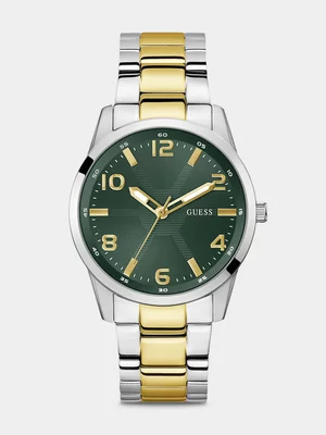 Guess Monte Green Dial Silver & Gold Plated Bracelet Watch