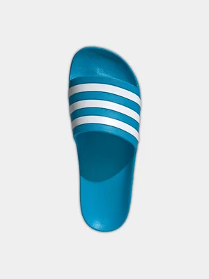 adidas Mens Adilette Aqua Blue/White Slides 
