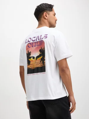 Exact Men's White Back Print T-Shirt