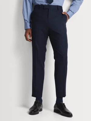 Markham Men's Smart Slim Tapered Windowpane Navy/Grey Trouser