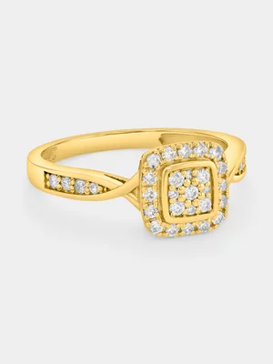 Yellow Gold 0.35ct Diamond Cushion Halo Twist Ring 