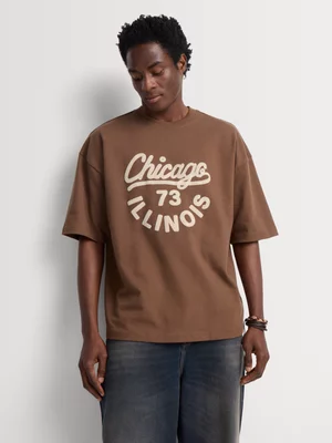 Markham Men's Boxy Premium Cotton Chocolate Graphic T-shirt