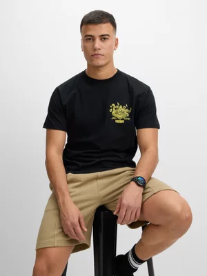 Mens Vans Scratched Records SS Black/Yellow Tee