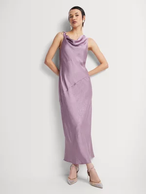 Luella Draped Satin Column Dress