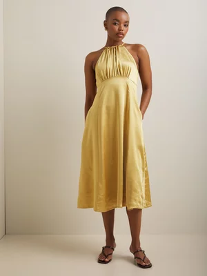 Women's Iconography Satin Halter Dress