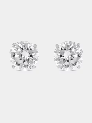 Sterling Silver Cubic Zirconia Round Classic Stud Earrings