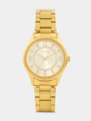 Tempo Gold Plated Champagne Dial Bracelet Watch 