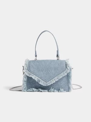 The FIX Women's Denim Frayed Mini Bag