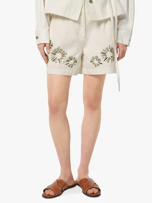 Women's Scotch&Soda Cream Embellished High Rise Shorts