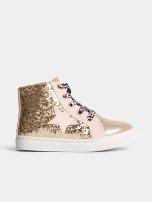 Exact Older Girl's Gold Glitter Sneakers
