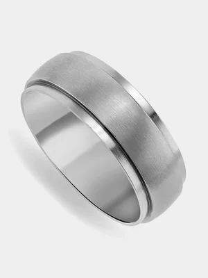 Brushed Stainless Steel Edge Men’s Ring