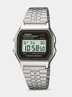 Casio Retro Digital Silver Tone Stainless Steel Watch
