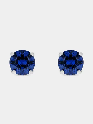 Sterling Silver Purple Cubic Zirconia Stud Earrings